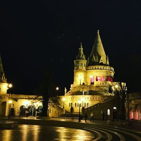 Fairytale towers of Fisherman’s Bastion at night
