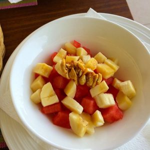 Fruit salad served every morning