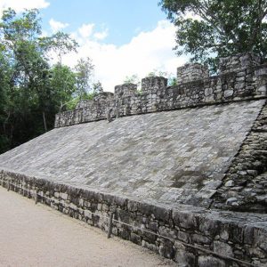 One of the ball courts at Coba