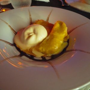 Banana fritter with ice-cream