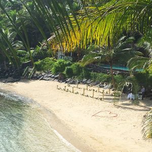 Private beach – preparing for a beach wedding