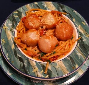 Scallops and chorizo linguine