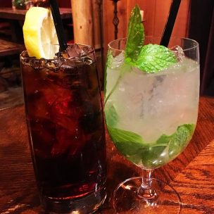 Iced tea for Ian and mojito for me