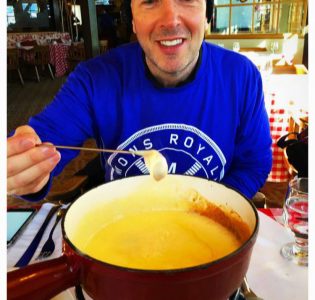 Mr Whodoido enjoying the fondue!