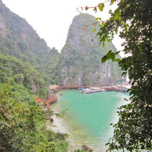 The emerald waters at Halong Bay