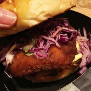 Japanese slaw in the chicken katsu burger