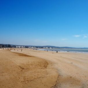 Wide long sandy beach at Essaouira