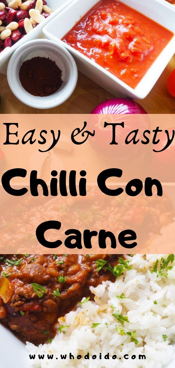 Quick and Easy Homemade Chilli Con Carne Recipe – WhodoIdo: A simple and tasty dish to make for the whole family and extra portions to freeze for later. This dish is best served with rice or with a jacket potato! If you looking for dinner ideas, try this recipe!