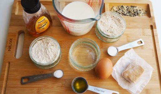 Ingredients for the homemade granary seeded bread recipe